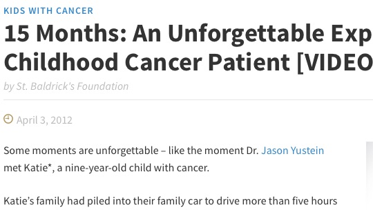 15 Months: An Unforgettable Experience with a Childhood Cancer Patient