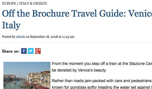 Off the Brochure Travel Guide: Venice, Italy